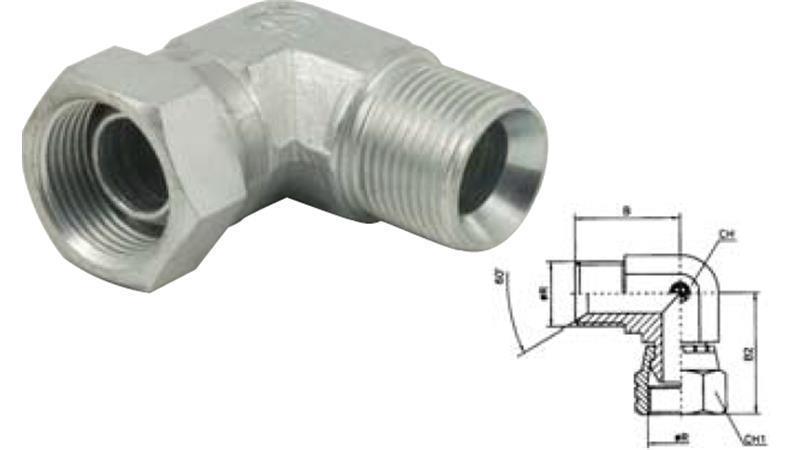 HYDRAULIK KNIE 90°BSP KURZ DREHENDE MUTTER-MÄNNLICH 3/4