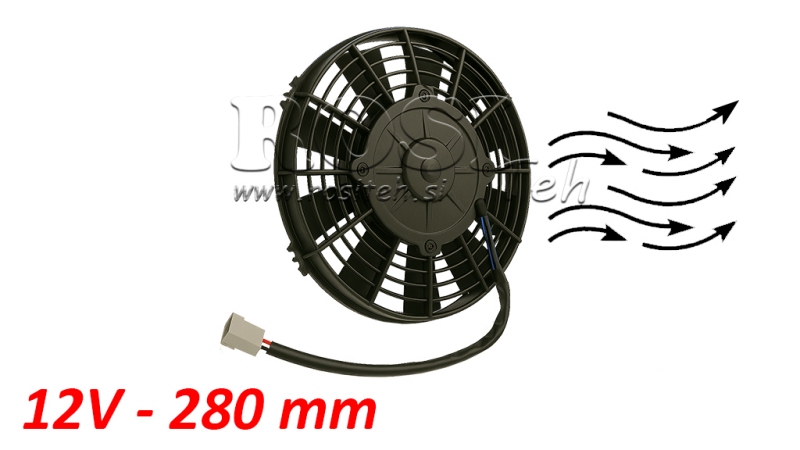 VENTILATOR AKSIJALNI 280mm VUČNI 12V