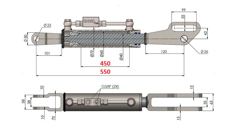 2TON. WIESZAK HYDRAULICZNY PODNOŚNIKA Z WIDEŁKAMI 60/40-100 (450mm-550mm)