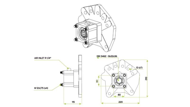 Rozmery VÝSTUPU PRE HYDRAULICKÉ ČERPADLO - MERCEDES G100