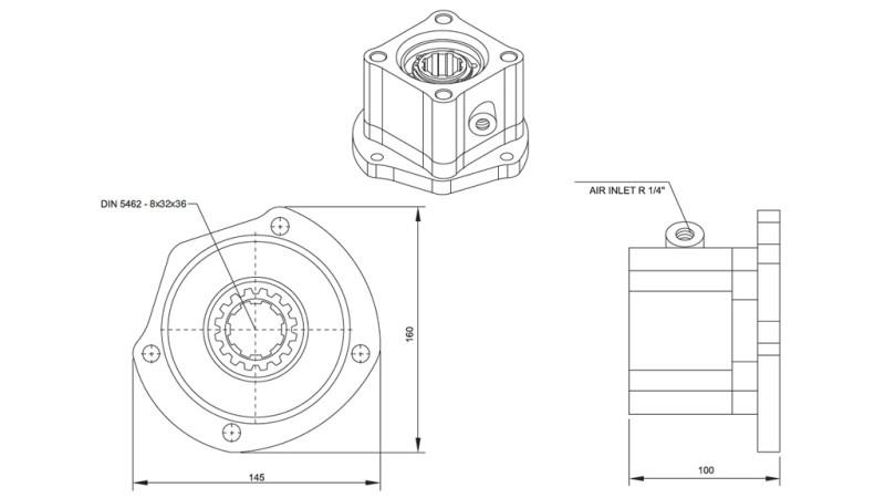 Dimensioni USCITA PER POMPA IDRAULICA - VOLVO R6-1