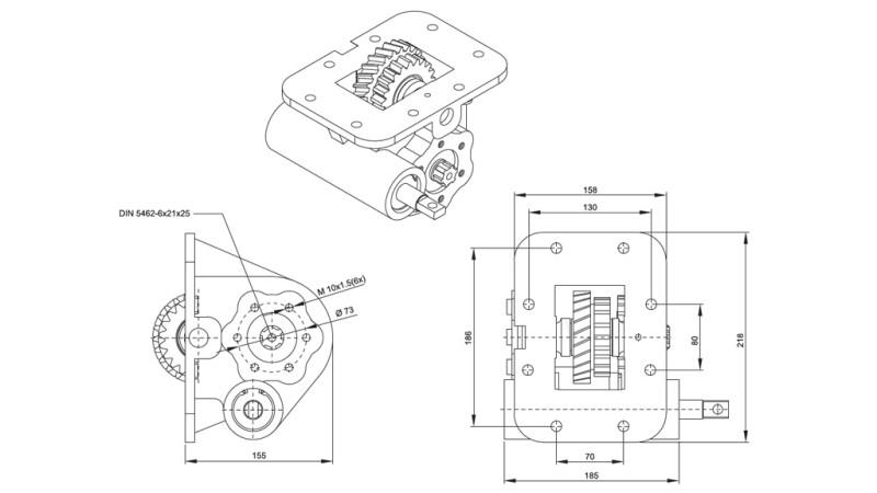 Dimensiones DE BOMBA HIDRÁULICA - ISUZU MOZ 06 MECÁNICO