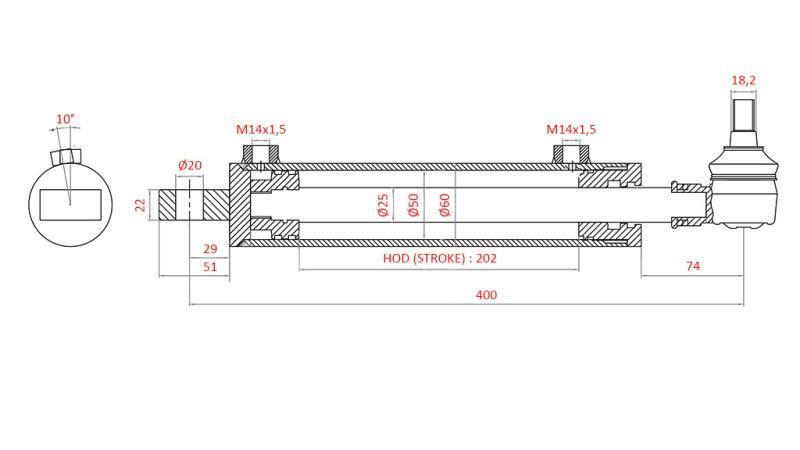 CILINDRU HIDRAULIC DE DIRECȚIE FIAT-NEW HOLLAND OEM-5189891