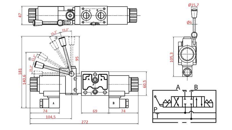 HYDRAULICKÝ MANUÁLNÍ A ELEKTROMAGNETICKÝ VENTIL YEAT-SOUČÁST 12V N1