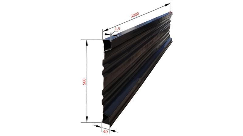 PANNELLO LATERALE PER RIMORCHIO RIBALTABILE 3 MET. - ALTEZZA 500 mm
