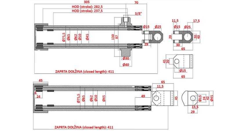 TELESCOPIKUS HENGER TECHNOSTROJ ütés 520mm
