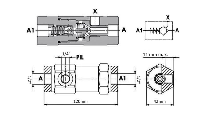 VENTILBLOCK VBPDE 1/2 SD ENKELT HANDLENDE MED PILOT