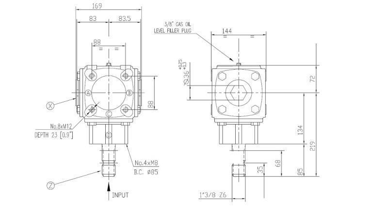 UHOLNÍKOVÉ OZUBENIE TB-19J 1.46:1 (23HP-16.9kW)