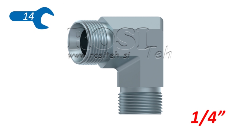 ХИДРАВЛИЧЕН ЛАКЪТ 90° BSP КЪС МЪЖКИ-МЪЖКИ 1/4