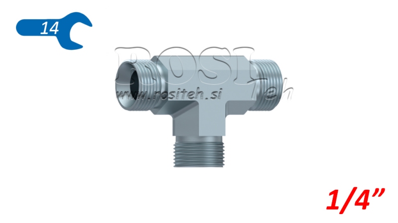ХИДРАВЛИЧЕН Т-ЧАСТ БСП МЪЖКИ-МЪЖКИ 1/4