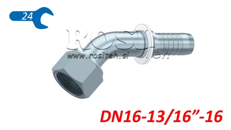 HÜDRAULILINE ÜHENDUS DKORFS NAINE KÜLV 45° DN16-13/16-16