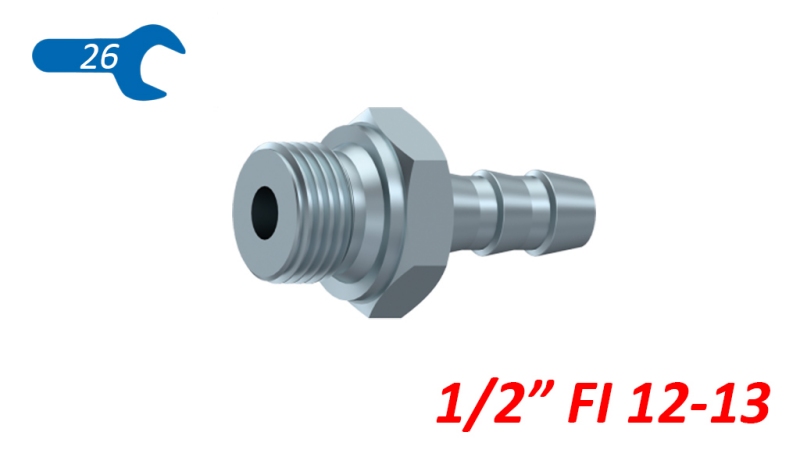 CONEXÃO MASCULINA HIDRÁULICA 1/2 PARA MANGUEIRA DE BORRACHA Φ 12-13