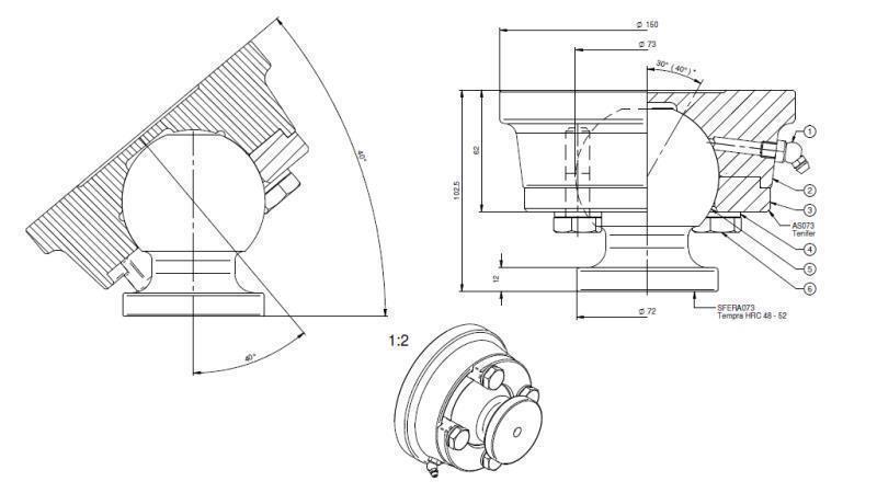 KUGEL FÜR TELESCOPIC ZYLINDER FI 73 max. 30 Tonnen
