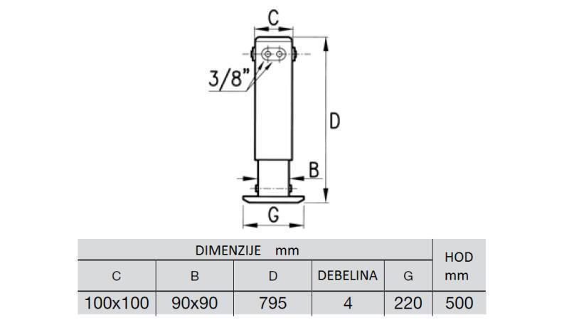 HIDRAULIKUS LÁB KÉTIRÁNYÚ 3.8 TON 500mm