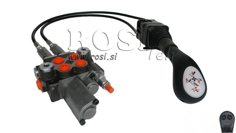 JOYSTICK UDEN KNAP MED PULLEY 1.5 m OG HYDRAULISK VENTIL 2xP40 l. FLYDENDE