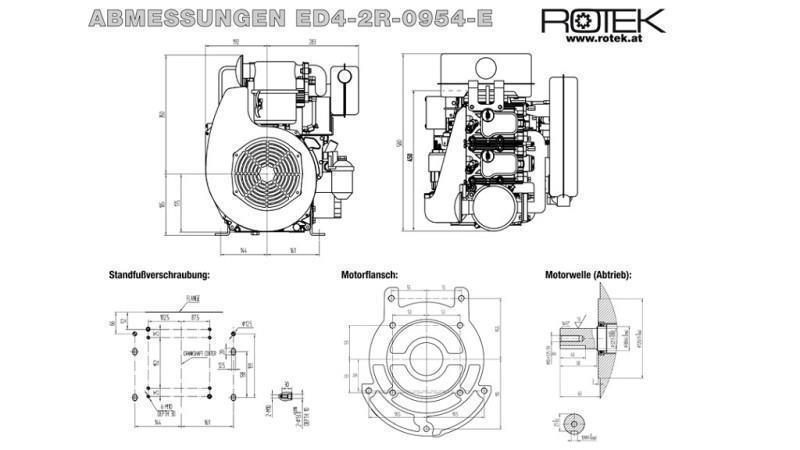 moteur diesel 954cc-12.5kW-3,600 RPM-E-KW32x60-démarrage électrique