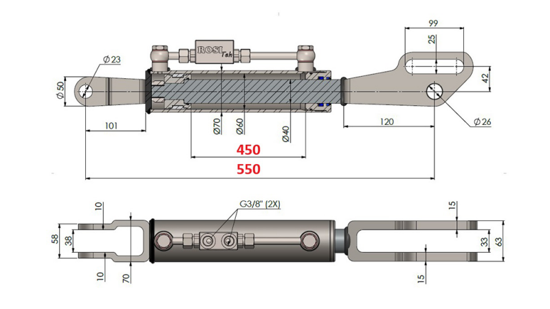 2TON. 3° POINT HYDRAULIQUE FORK 60/40-100 (450MM-550MM)