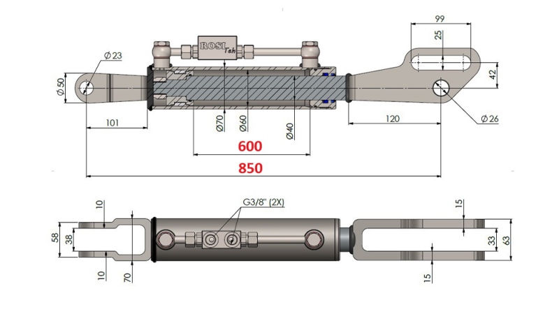 2TON. HYDRAULINEN TYÖNTÖVARSI FORK 60/40-250 (600MM-850MM)