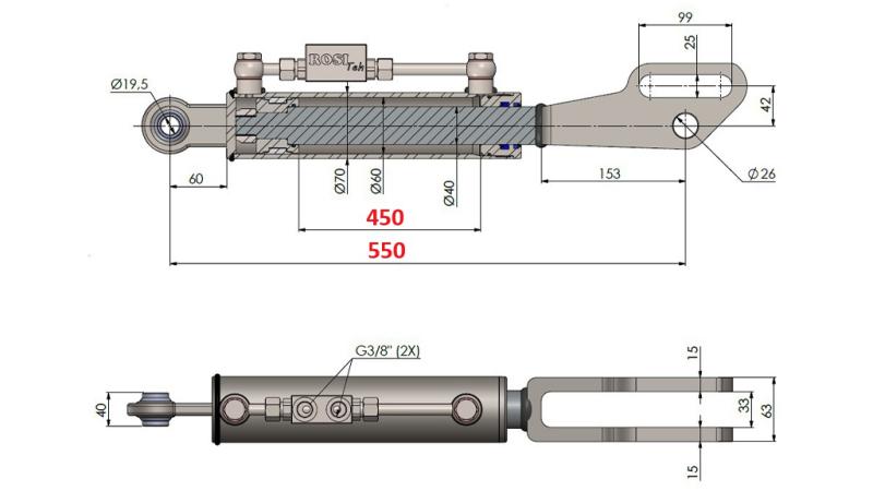 2TON. HYDRAULISK TOPSTANG POINT 60/40-100 (450MM-550MM)