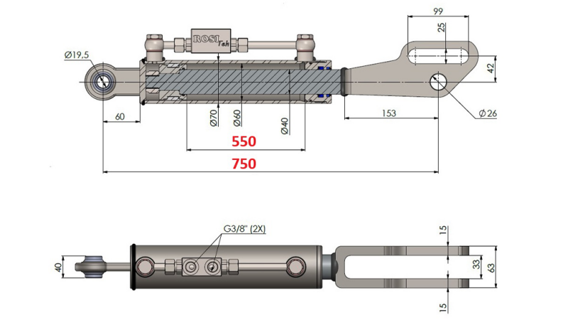 2TON. HYDRAULISK TOPSTANG POINT 60/40-200 (550MM-750MM)