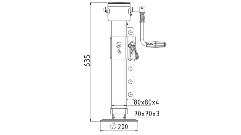 JUSTERBAR GJENGET STØTTEBEN 380mm - 4.000kg