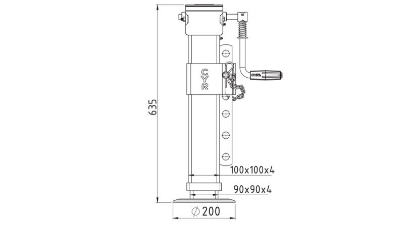 JUSTERBART GJENGET STØTTEBEN 370mm - 4.500kg