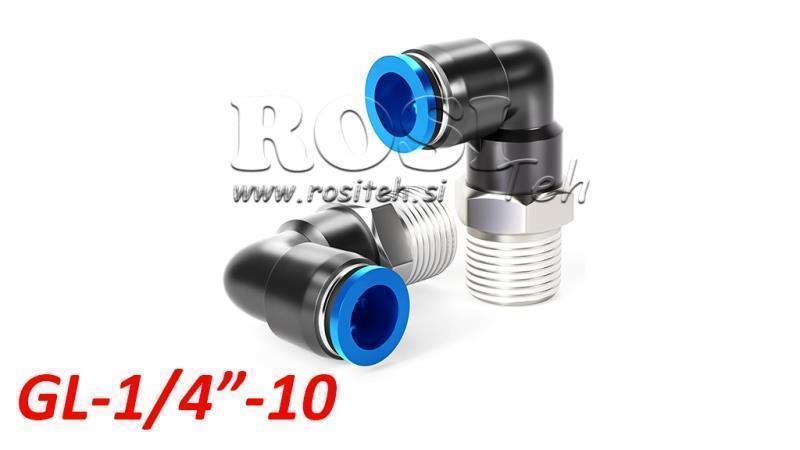 PNEUMATIC PLUG ANGLE CONNECTOR TPA WITH THREAD GL-014-10