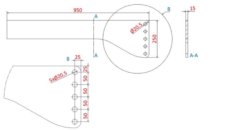 UNIVERZALNI TRAKTORSKI NOSAČI (950mm) ČELNE HIDRAULIKE ZA TRAKTOR 1500kg