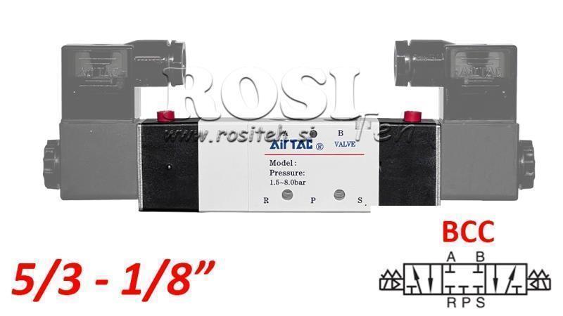 ELETTROVALVOLA PNEUMATICA 5/3 BISTABILE 1/8 PRT-0553-BCC