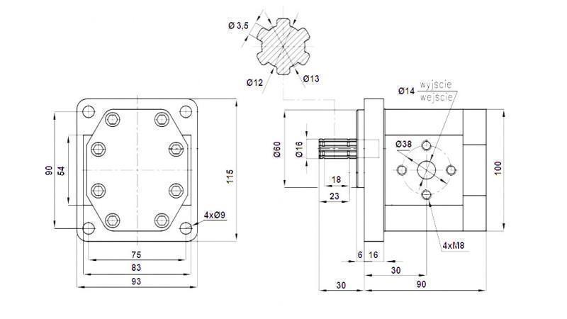 HYDRAULIK PUMPE NSZ 10 - 6 ZÄHNE 10 CC RECHT