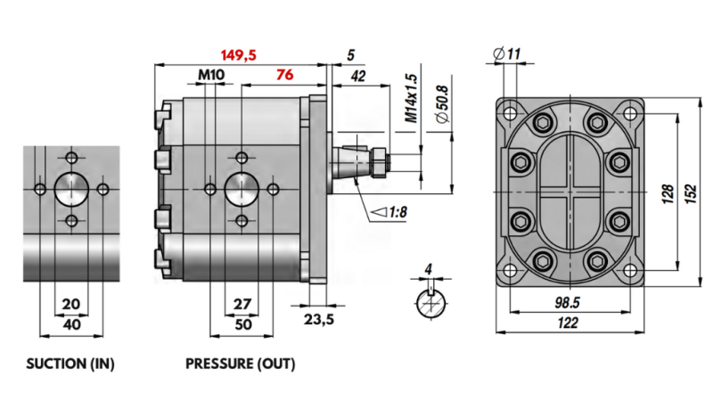 HYDRAULIK PUMPE GR.3 51 CC RECHTS - FLANSCH