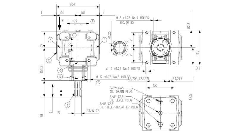 RÉDUCTEUR D'ANGLE TB-27J 1.46:1 (40HP-29.4kW)