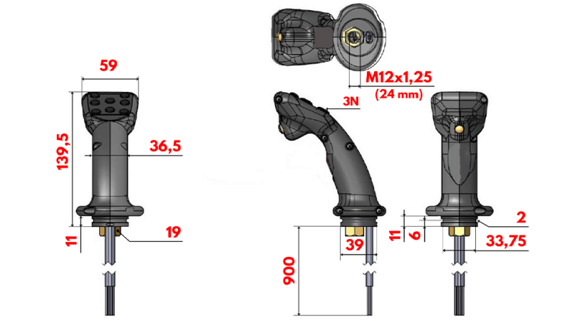 FERNSTEUERUNG HEBEL - JOYSTIC - 4 TASTEN