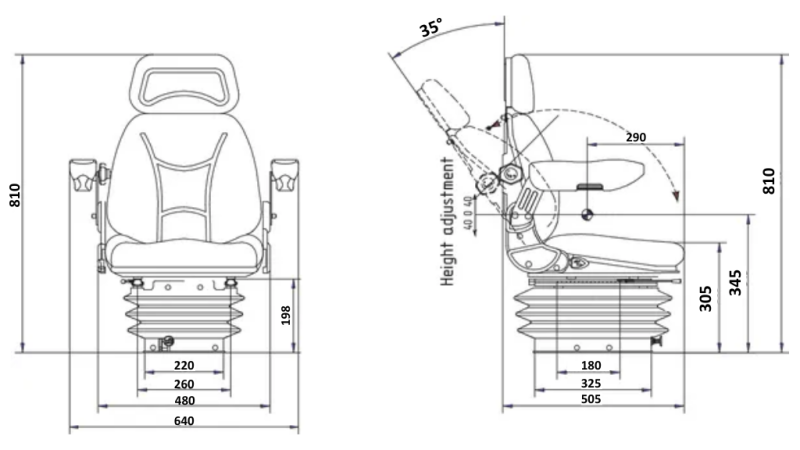 TRACTOR ÜLÉS LÉG FÜGGESZTÉS SZÖVVEL KARFA ECO