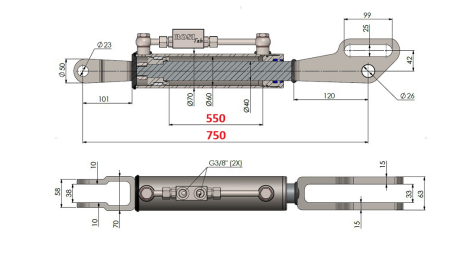 2TON. SEITLICHE HUBSTREBENVERSTELUNG FORK 60/40-200 (550mm-750mm)