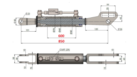 2TON. HYDRAULISK TOPSTANG FORK 60/40-250 (600MM-850MM)