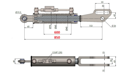 2TON. HYDRAULIC TOP LINK POINT 60/40-250 (600MM-850MM)