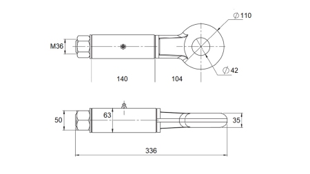 GANCHO DE REBOQUE GIRATÓRIO FI42 106kN (certificado E13)