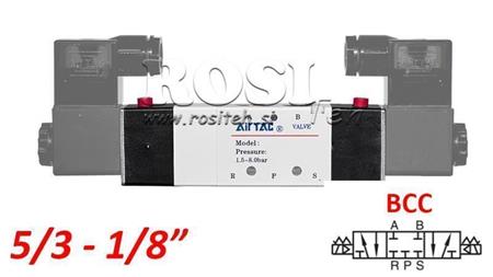 ELETTROVALVOLA PNEUMATICA 5/3 BISTABILE 1/8 PRT-0553-BCC