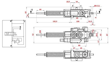 HIDRAULIKUS VEZÉRLŐTÖMB 1xP40 A7 ZS1/G KÉZI KAPÁLÓ