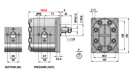 HYDRAULIC PUMP GR.3 43 CC RIGHT - FLANGE