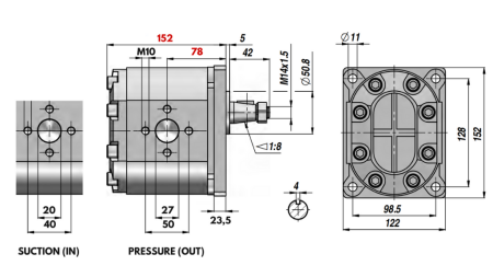 HYDRAULIKPUMPE GR.3 55 CC VENSTRE - FLANGE