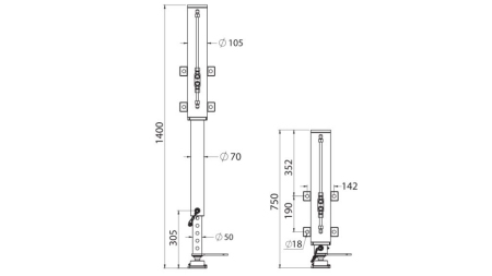 HYDRAULISK BEN BIDIREKSJONAL 500mm - 7.000kg