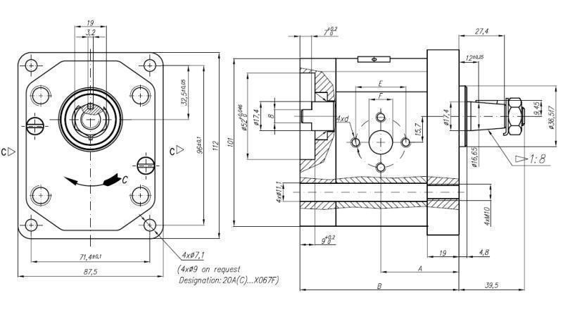 POMPA IDRAULICA 20C25X067 FRONT GR.2 25 CC DESTRA