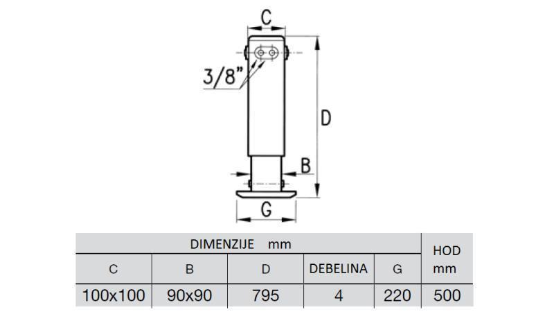 HIDRAULIČNA NOGA DVOSMJERNA 4,2 TON 500mm